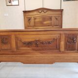 Vintage old walnut bed carved late nineteenth century