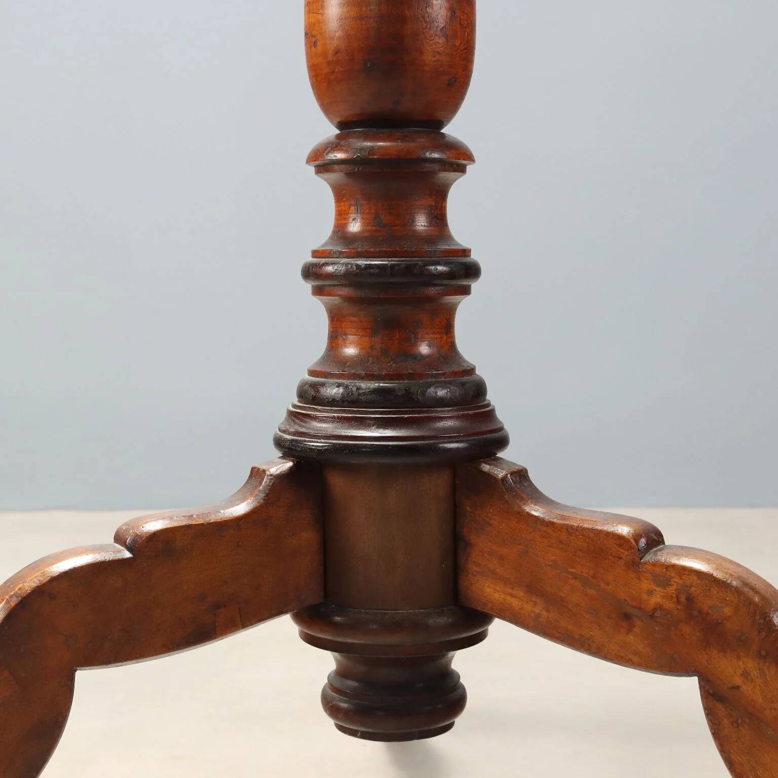 Antique coat rack in lime wood stained walnut, Italy, 19th century.