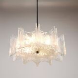 Frosted glass star chandelier J.T. Kalmar Vienna, Austria, 1960s