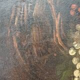 Hst painting still life basket of overturned fruit 19th - 20th century