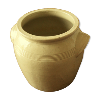 Grey glazed sandstone pot two handles