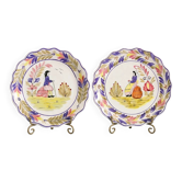 Set of two vintage majolica plates, Mister and Missus.