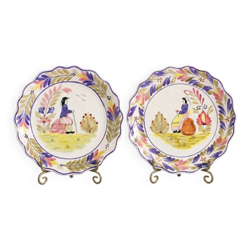 Set of two vintage majolica plates, Mister and Missus.