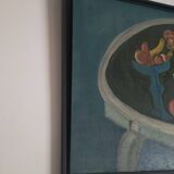 Huile sur toile signée Christian Duriaud - Nature Morte à la Rose, 1969