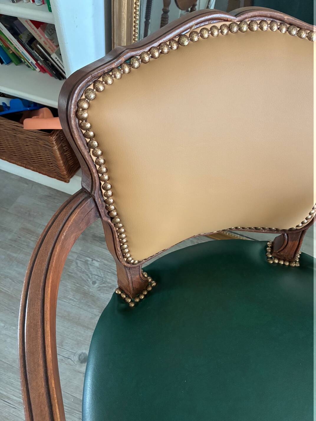 Pair of newly upholstered cabriolet armchairs
