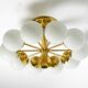 Beautiful 1960s Space Age brass ceiling lamp with 10 glass balls by Kaiser