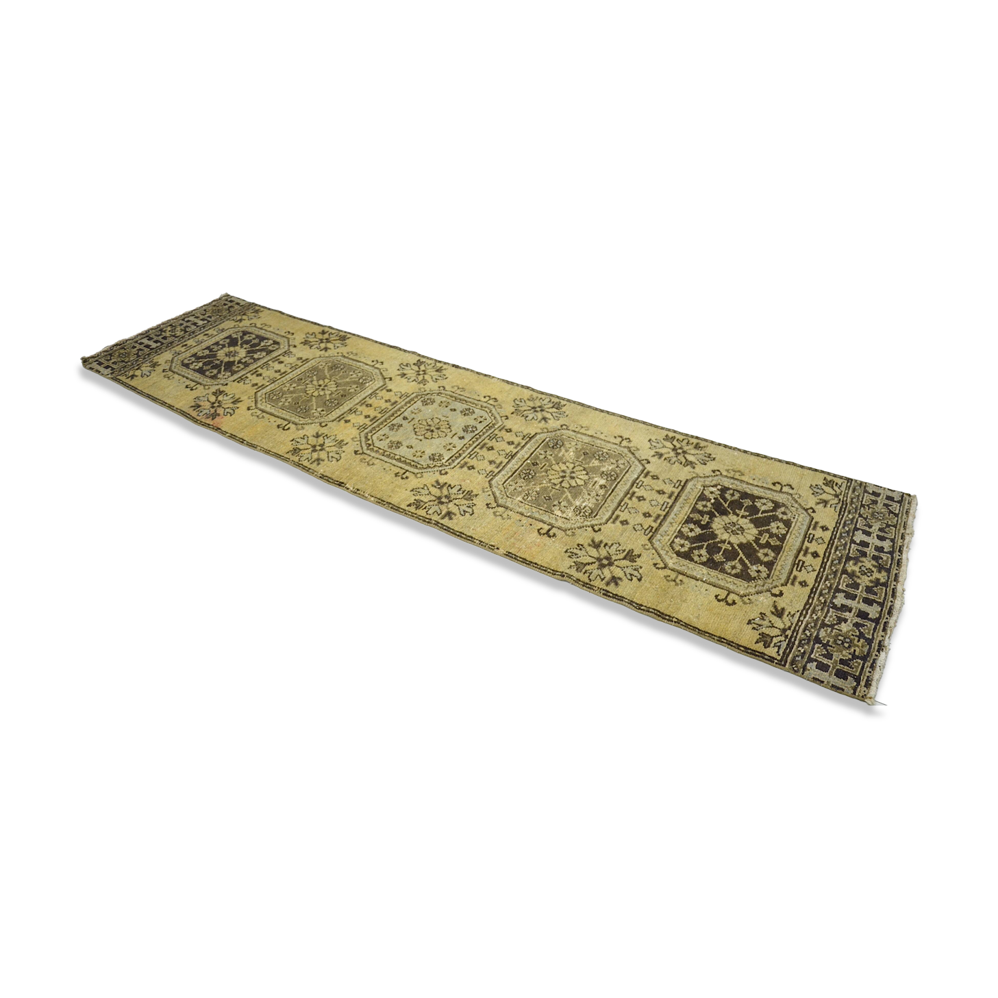 Yellow & Brown Turkish Wool Rug sku 2223