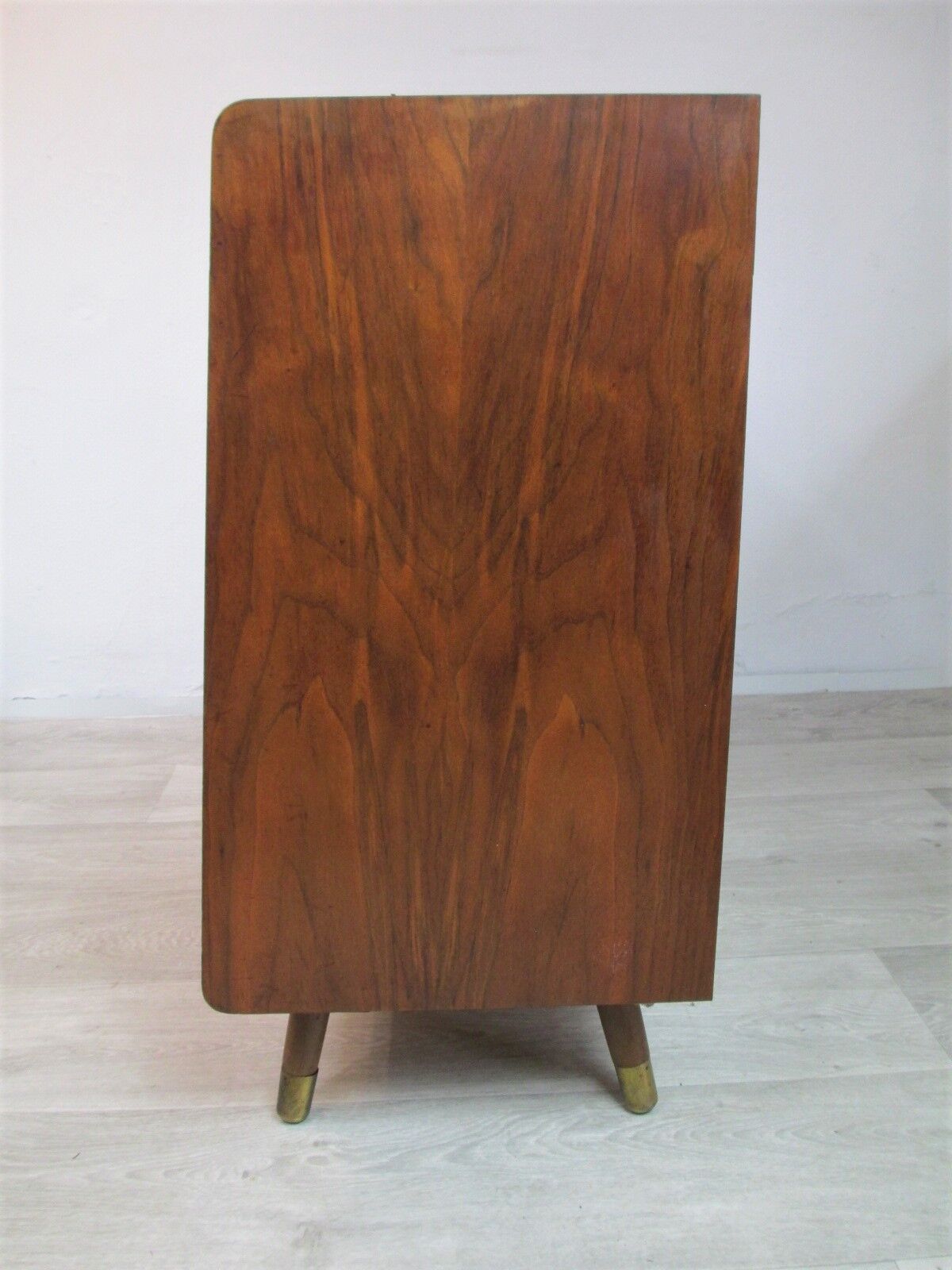German walnut veneer shoe cabinet, 1960boi