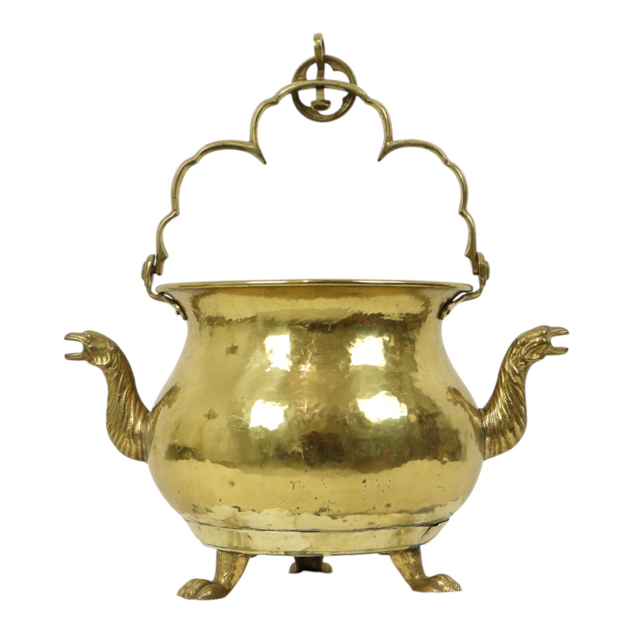 Large Copper Kettle Jardinière Flowerpot Griffin Brass
