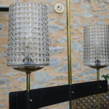 Lustre suspension eclairage vintage lineaire a 2 tetes 1950