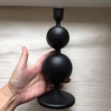2 black metal ball candle holders 23.5 cm