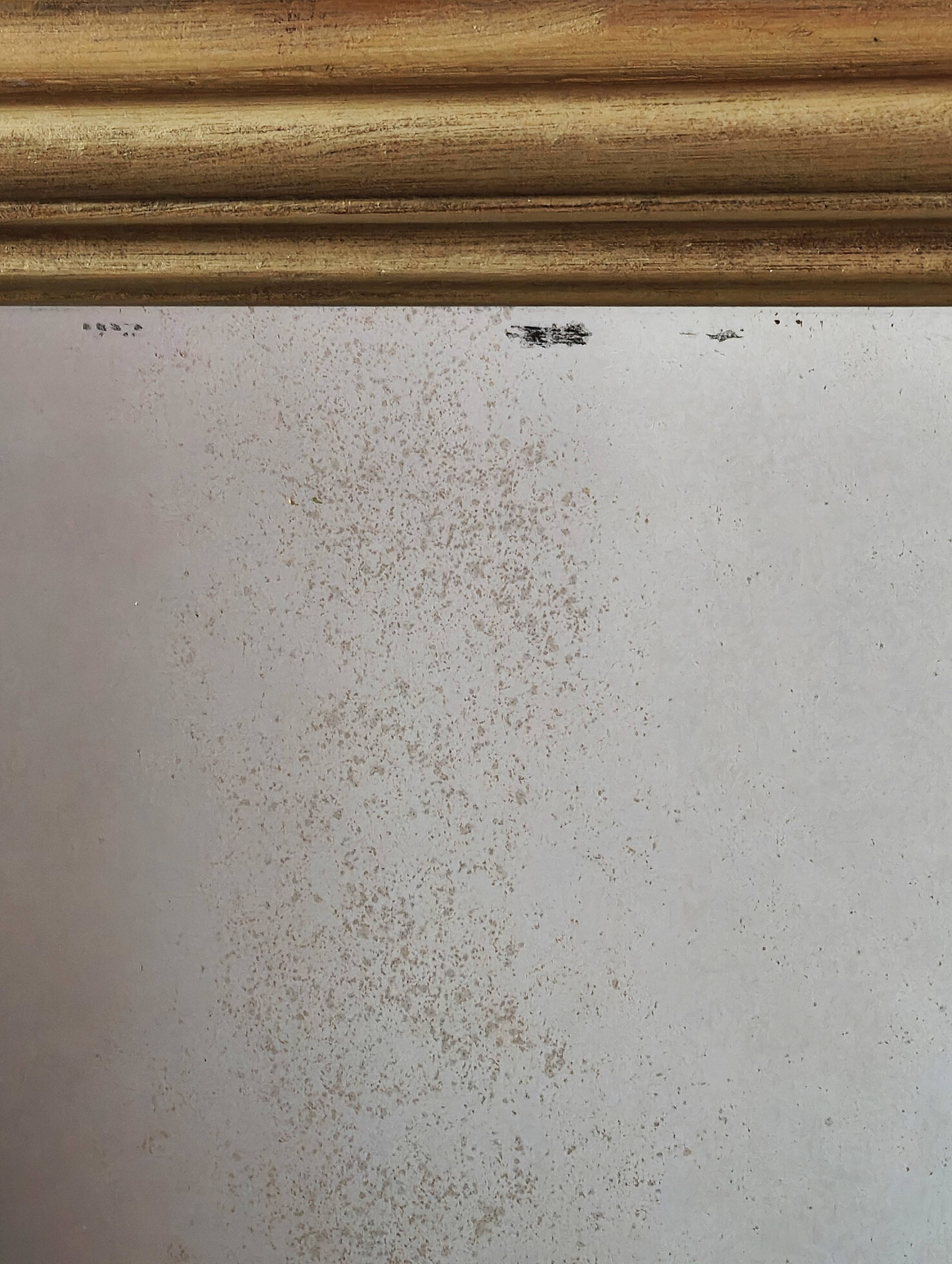 Miroir ancien en bois doré et cuivré