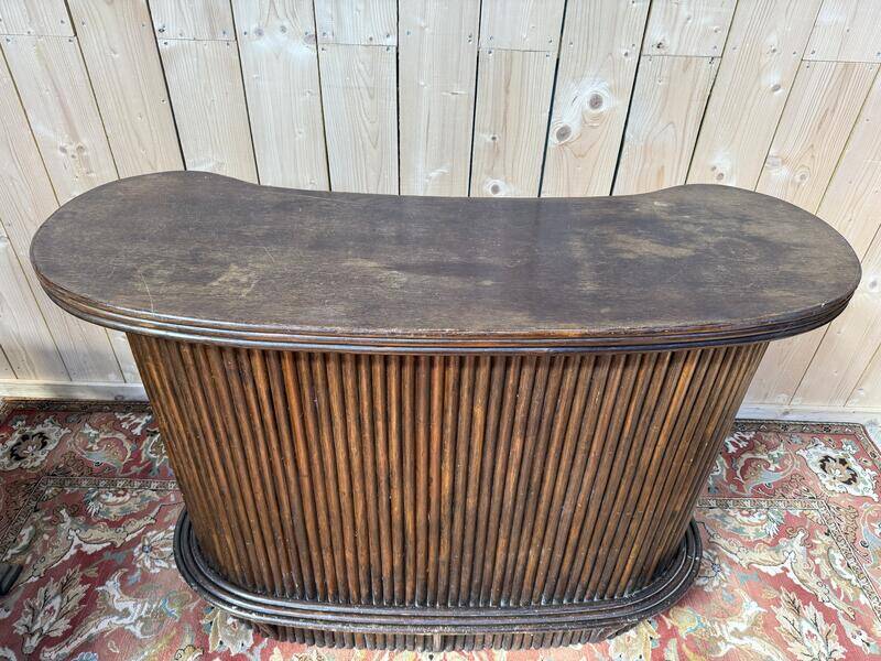 Comptoir de bar en rotin des années 1960