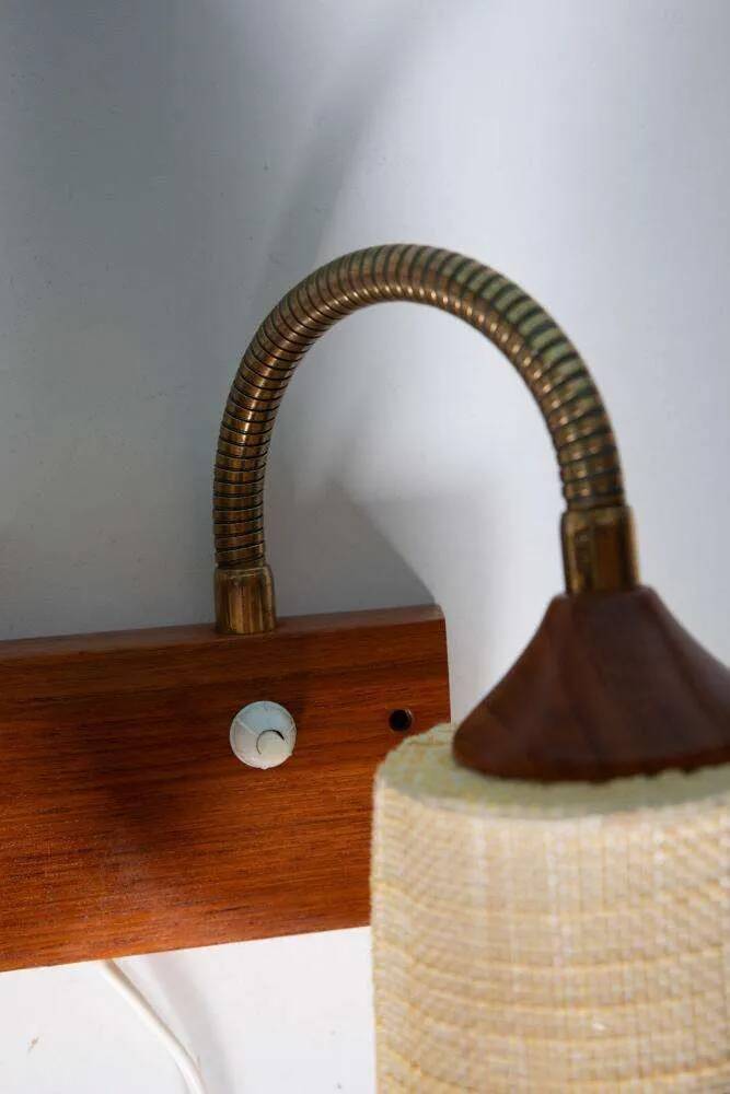 Vintage teak wall lamp for bedside, wall lamp Sweden 1960s