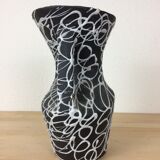 60s Vallauris ceramic vase, white spaghetti