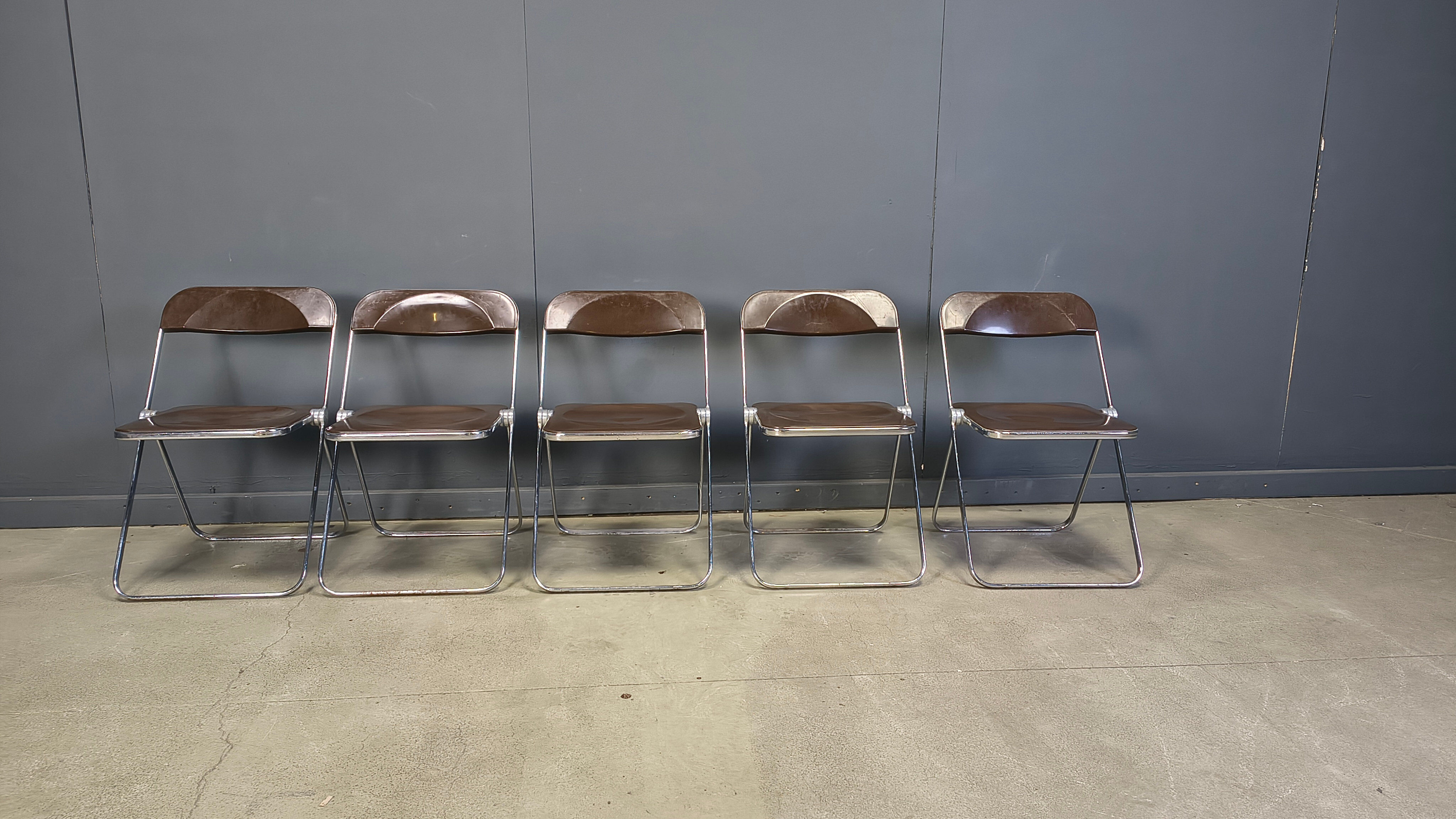 Vintage folding chairs Plia Giancarlo Piretti for Castelli, 1970s, set