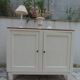 Vintage beige sideboard with oak top.