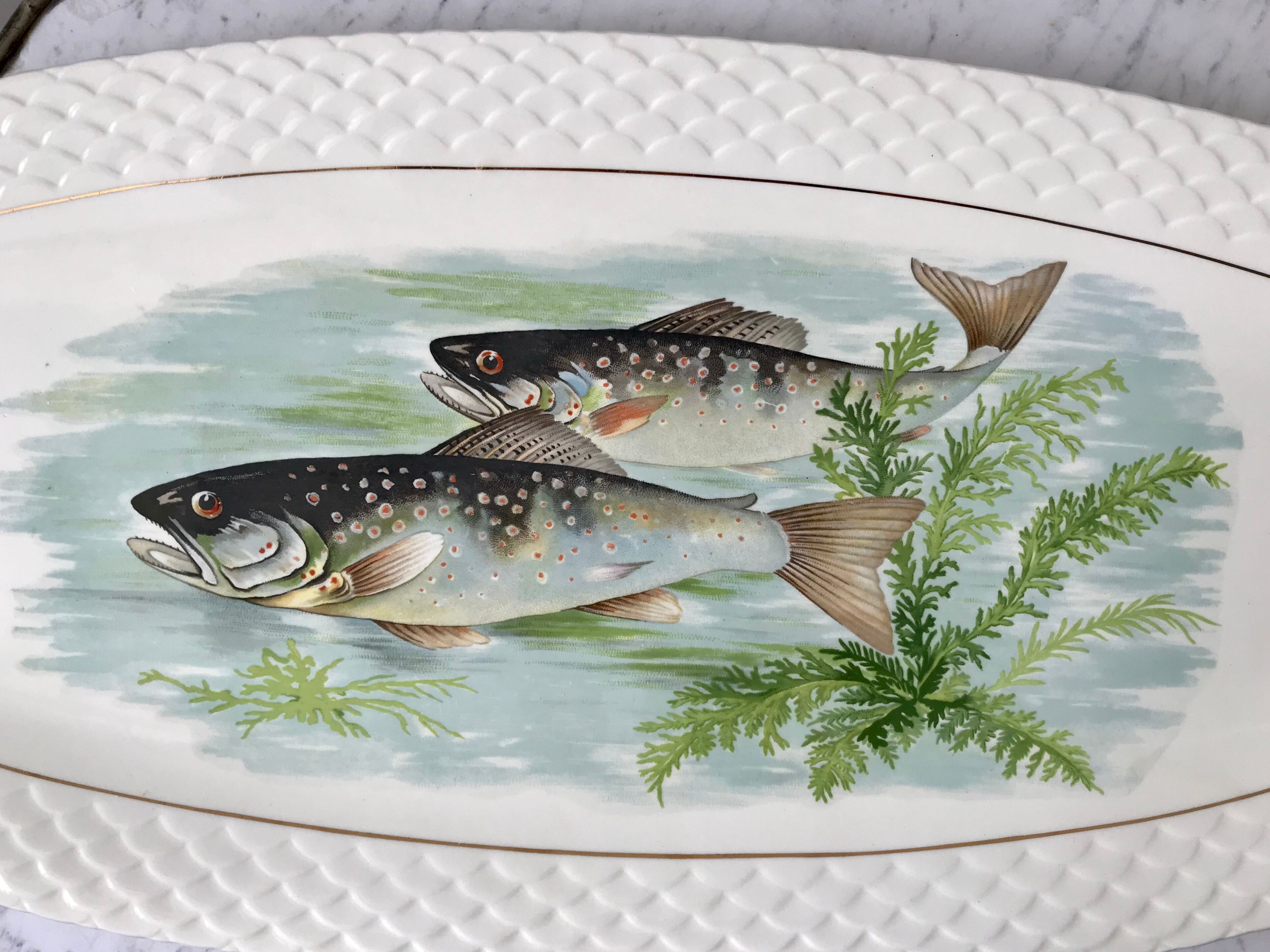 Plat à poisson Gien années 50