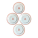 4 monogrammed pink porcelain dessert plates