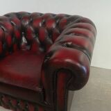 Chesterfield armchair burgundy leather