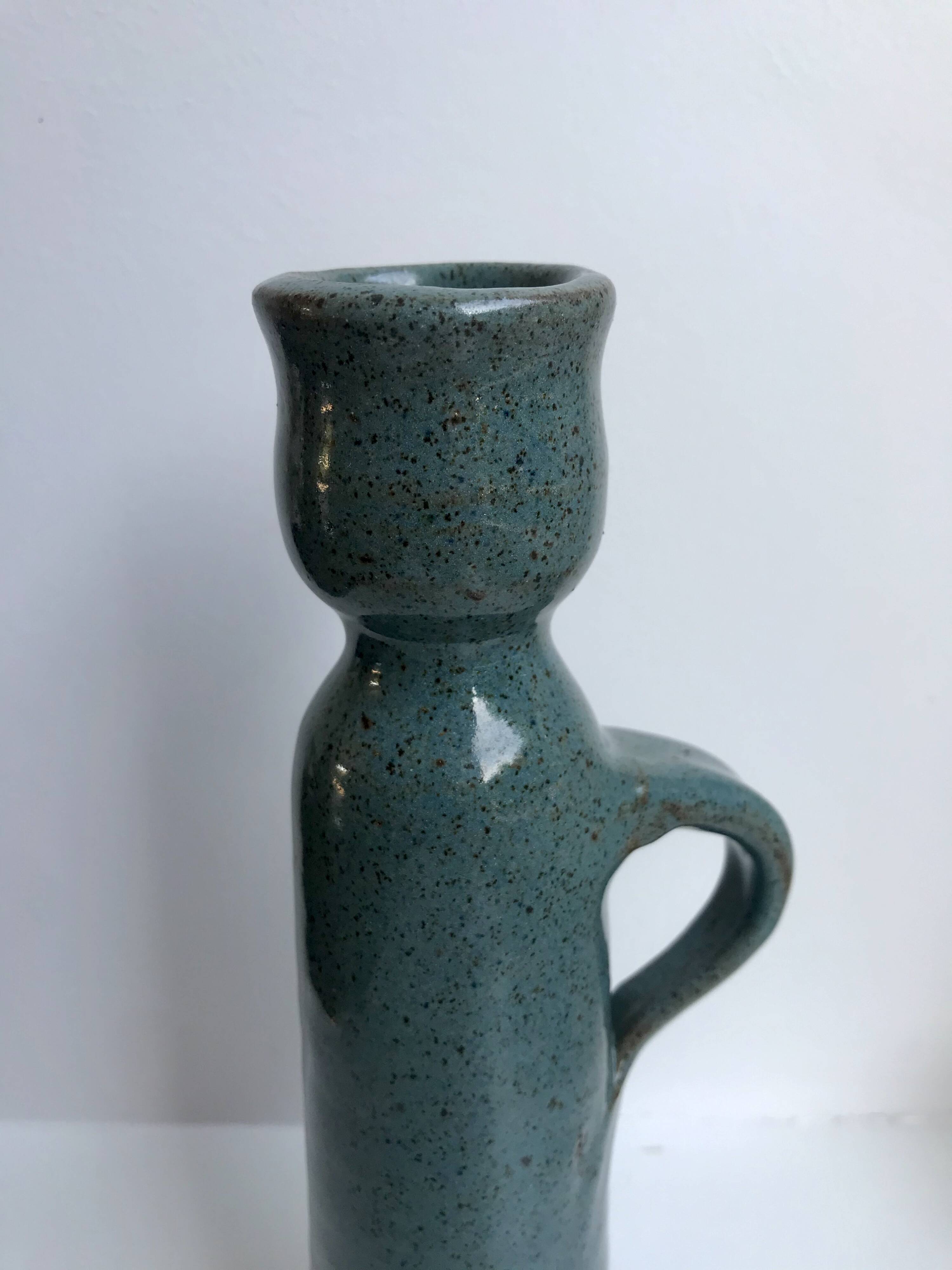 Vintage blue sandstone candle holder