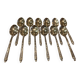 12 gold-plated metal moka spoons with Russian-style handles, 10.6 cm