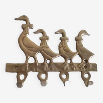 Porte torchons ou porte clefs mural en laiton canards