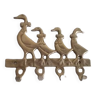 Tea towel holder or wall-mounted key holder in brass ducks