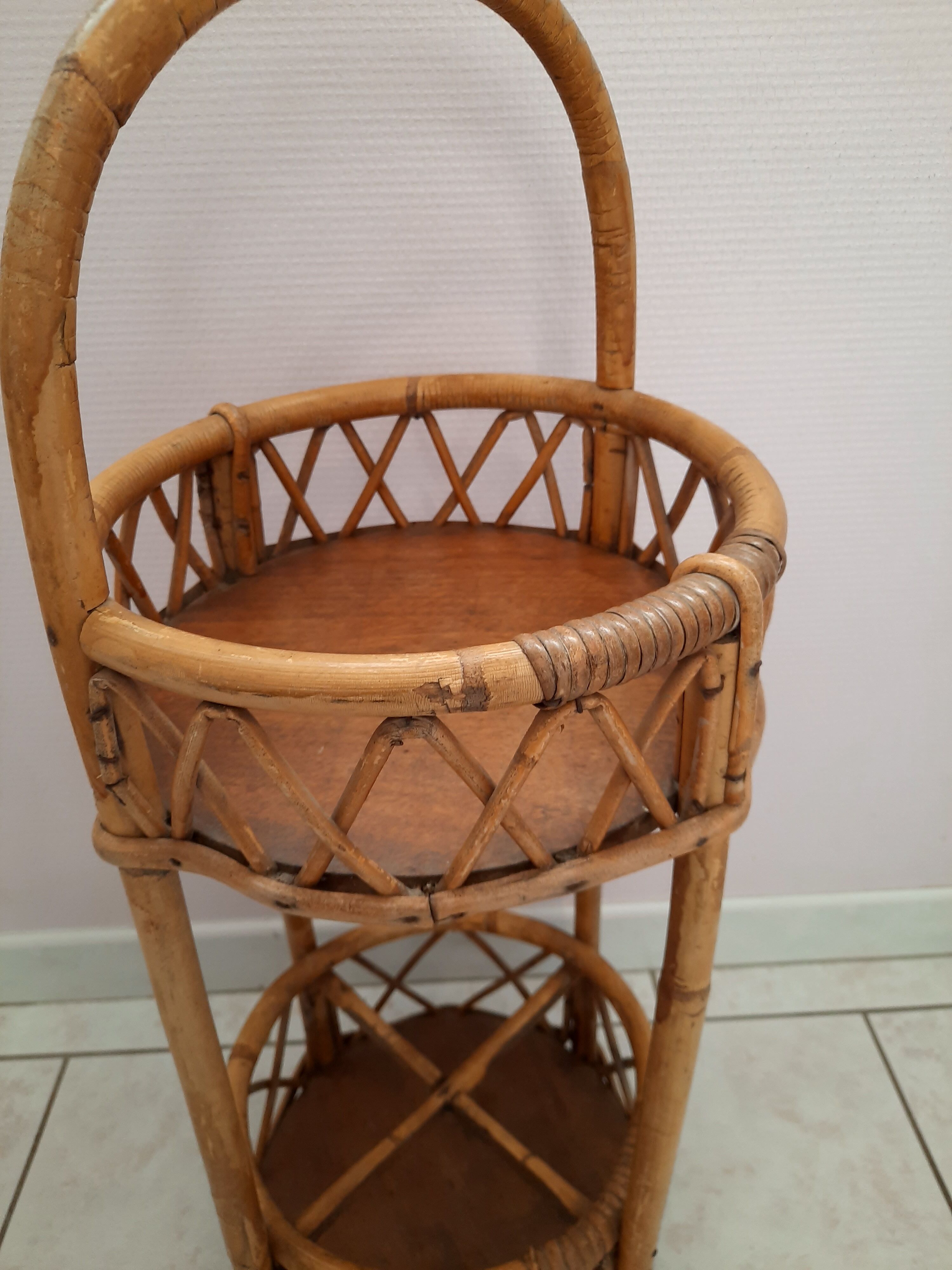 Portable bar in rattan 60s-70s