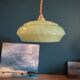 Suspension lampshade corole glass Clichy pale green