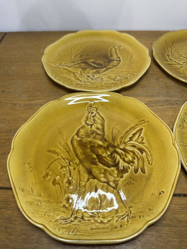 Lot de 4 assiettes décoratives anciennes - décor chasse / gibier