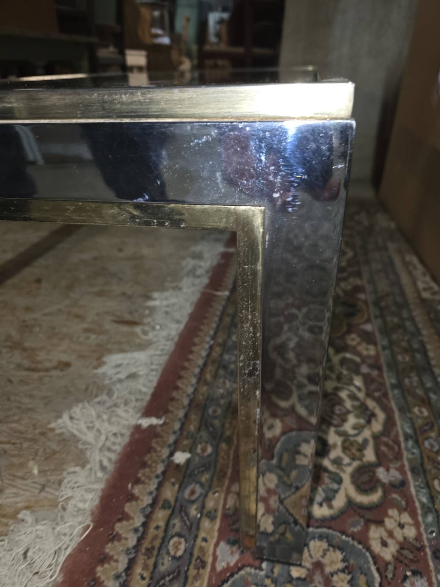 Chrome and gold metal coffee table by Romeo Rega from the 1970s.