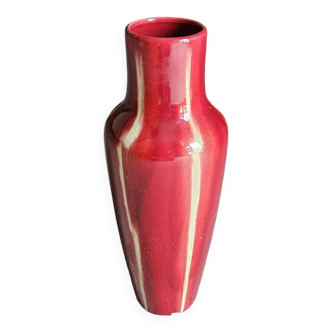 Art deco red ceramic vase Vierzon Louis Gueule