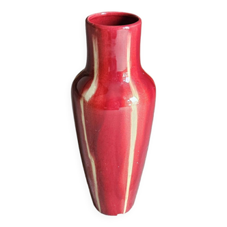 Vase art déco rouge céramique Vierzon Louis Gueule