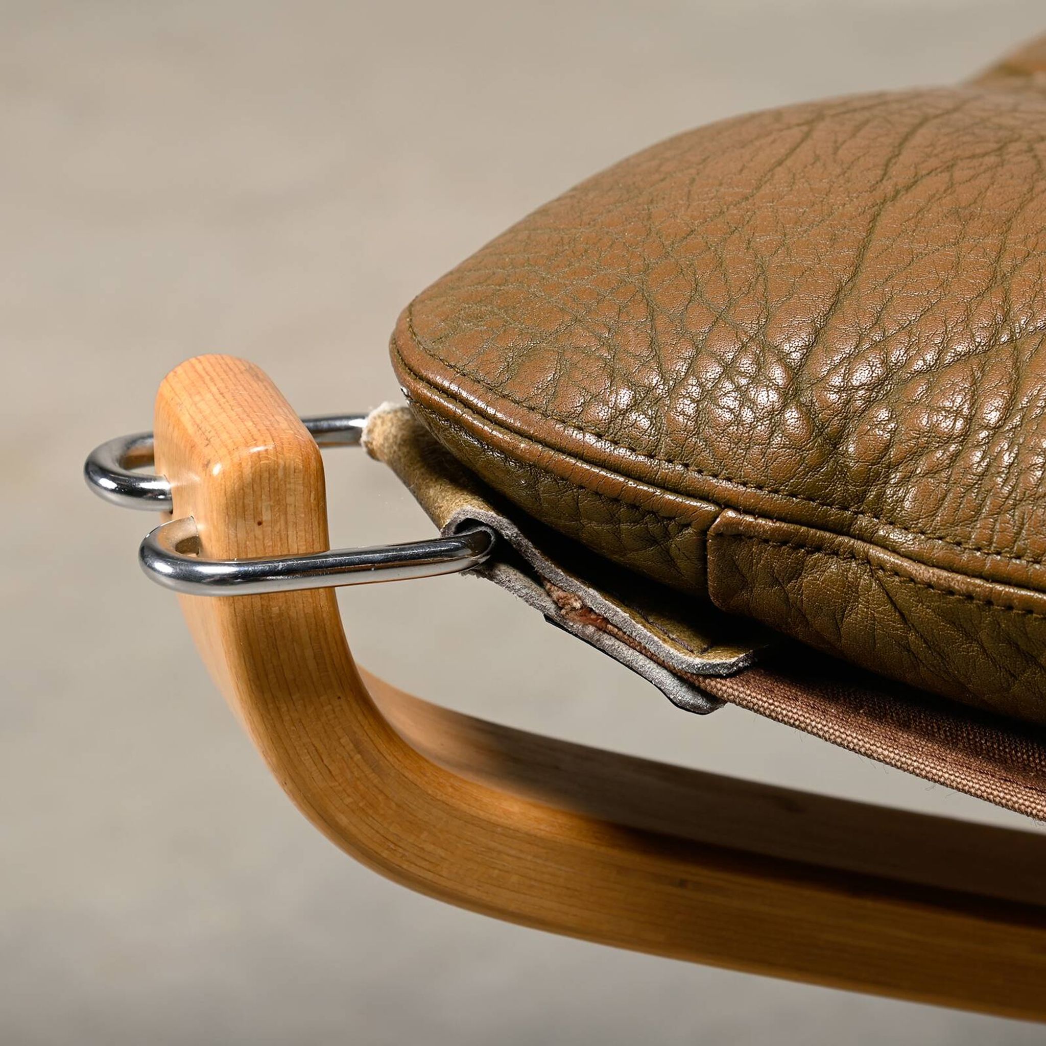 Sigurd Ressell Falcon Chair with Ottoman in brown leather for Vatne Møbler