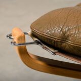 Sigurd Ressell Falcon Chair with Ottoman in brown leather for Vatne Møbler