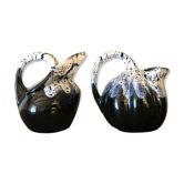 2 ceramic Alpho jugs Art Deco /St Uze Drôme Alphonse Mouton 1930-1980