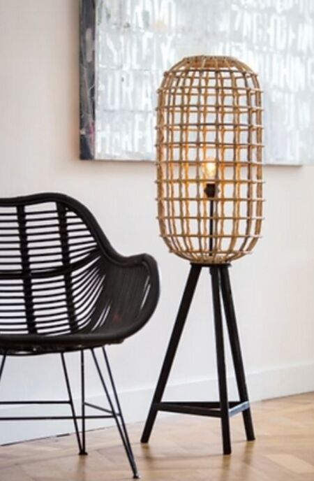 Wicker cage floor lamp