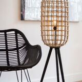 Wicker cage floor lamp