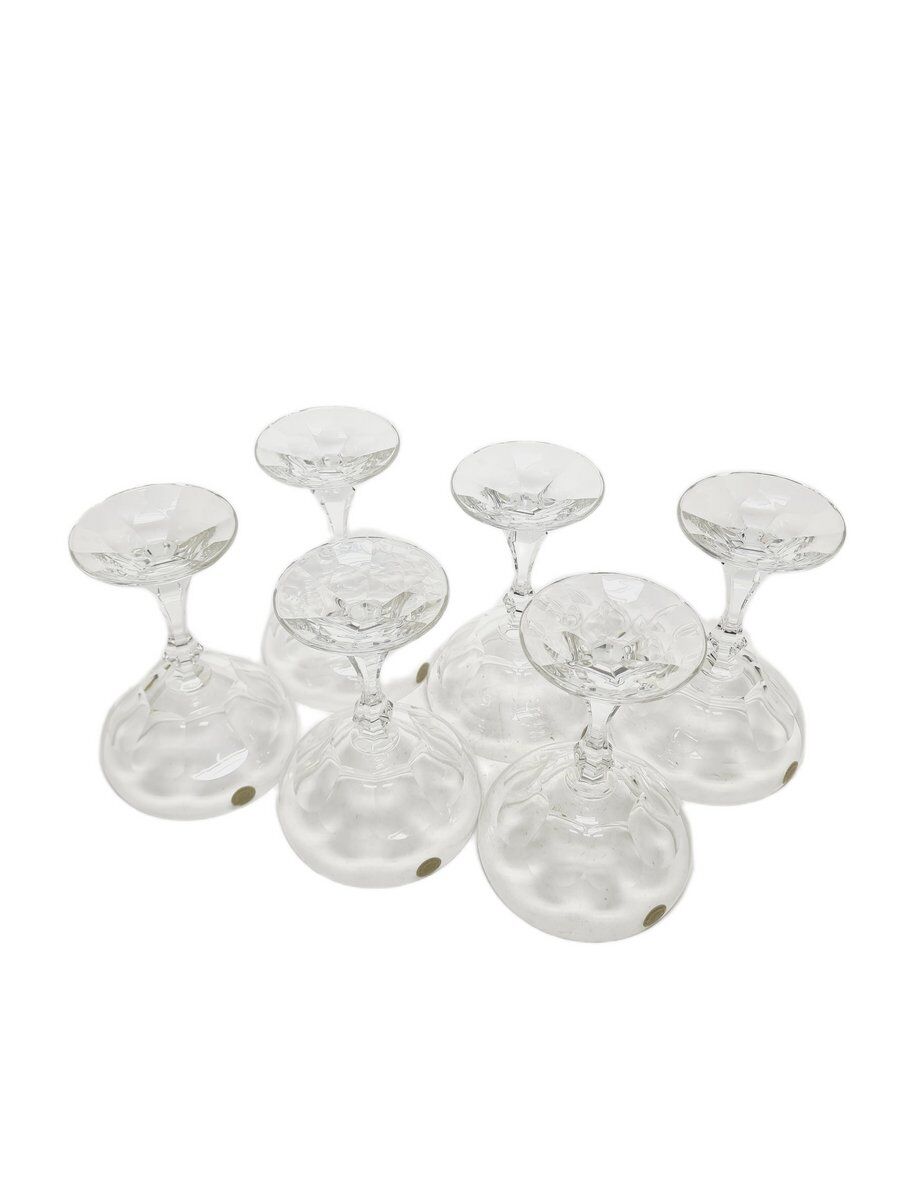 Vintage Czechoslovakian crystal champagne glasses set, 1970s, set of 6