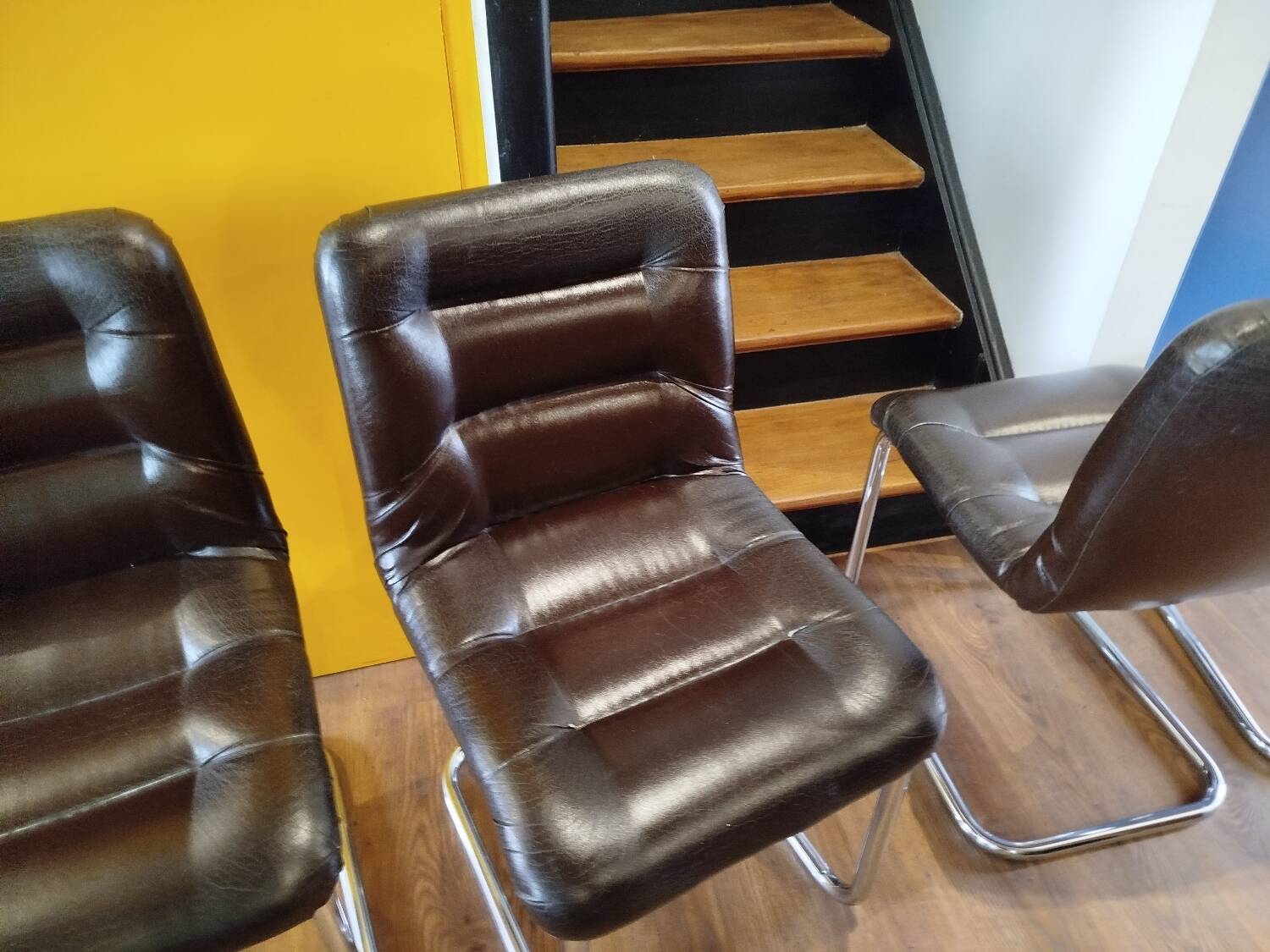 4 vintage 70s design chairs, Bauhaus/Breuer style