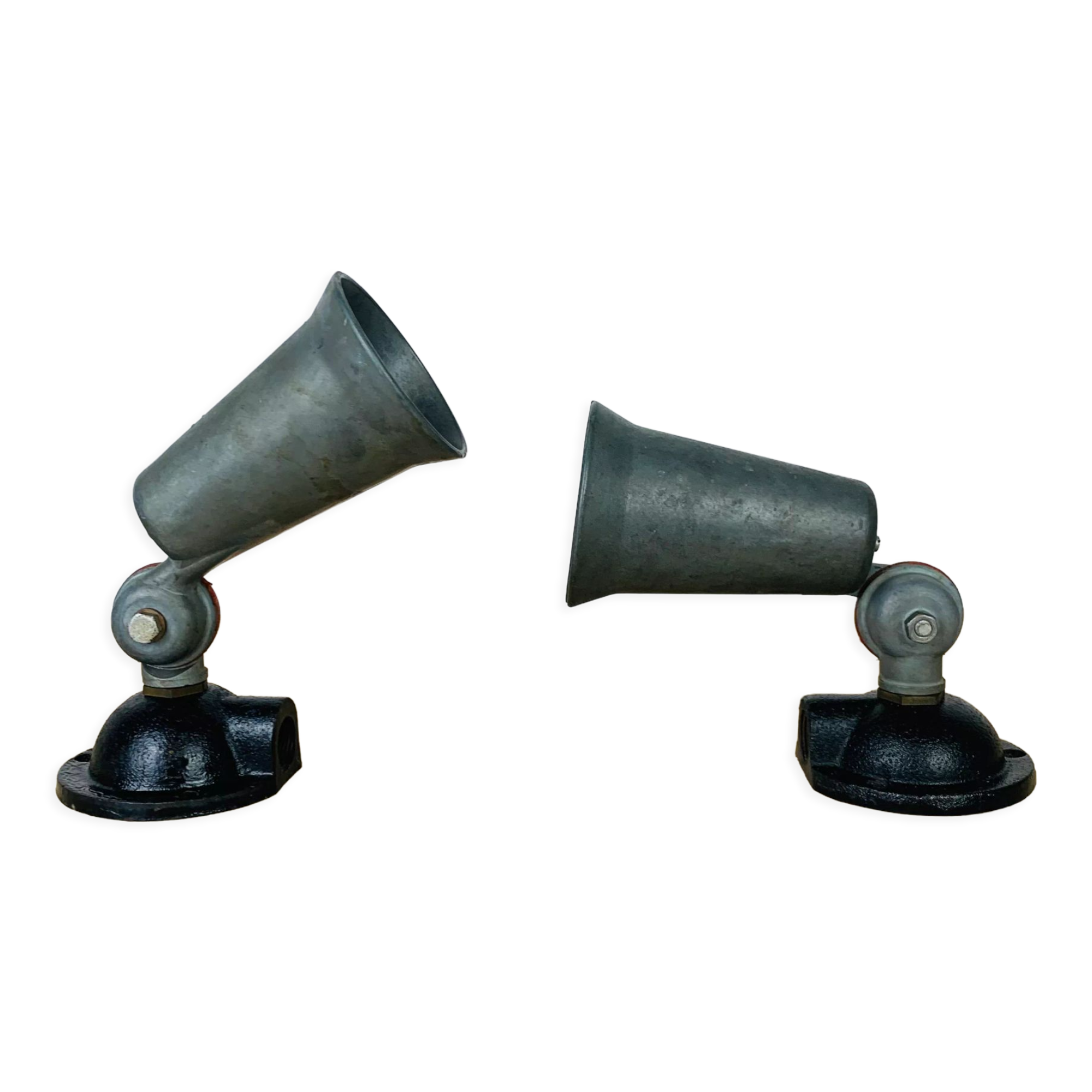 Pair of industrial metal spot wall lights in loft style.