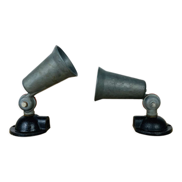 Pair of industrial metal spot wall lights in loft style.