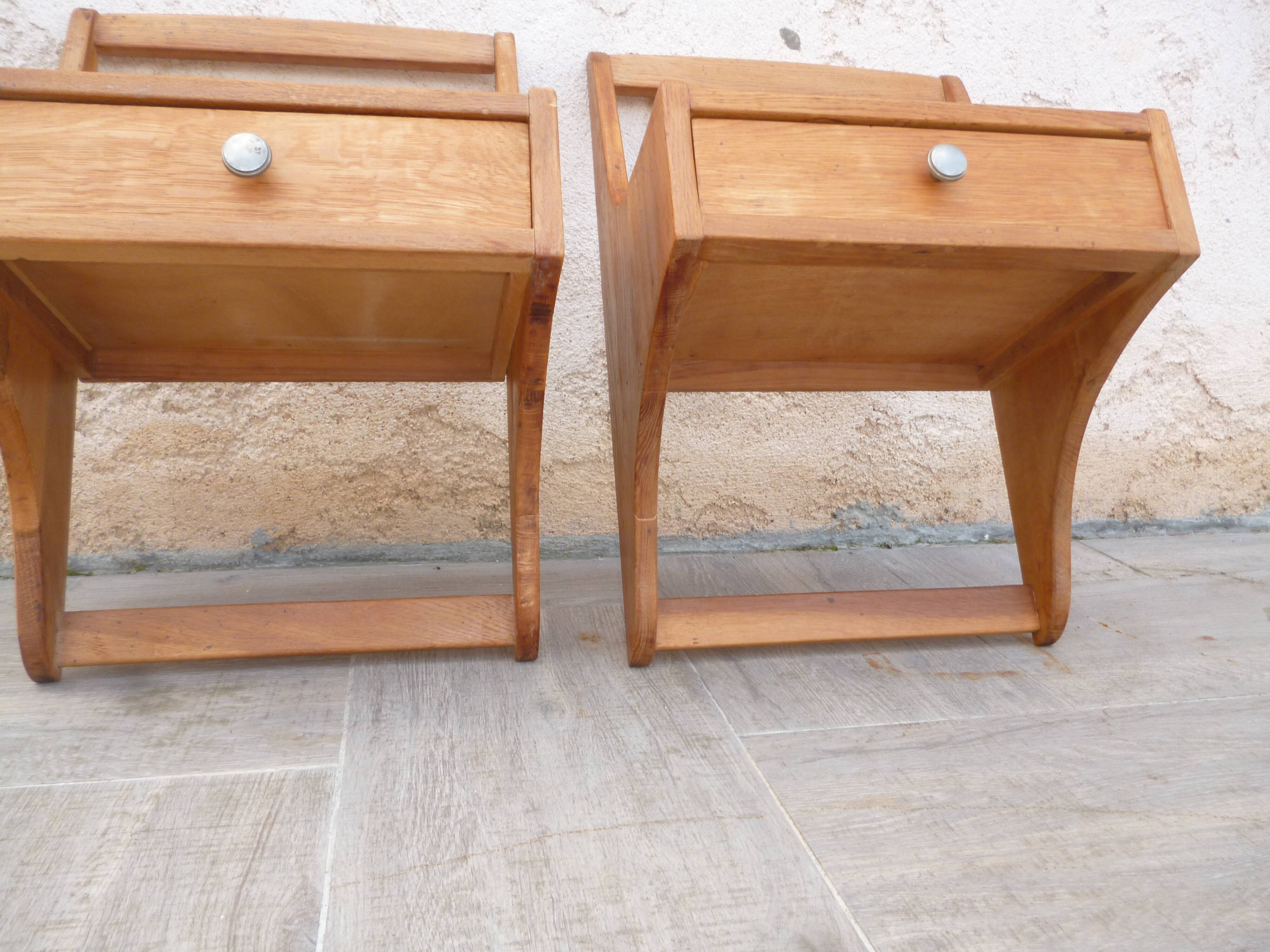 Pair of vintage solid wood hanging bedside tables