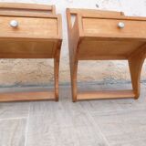 Pair of vintage solid wood hanging bedside tables
