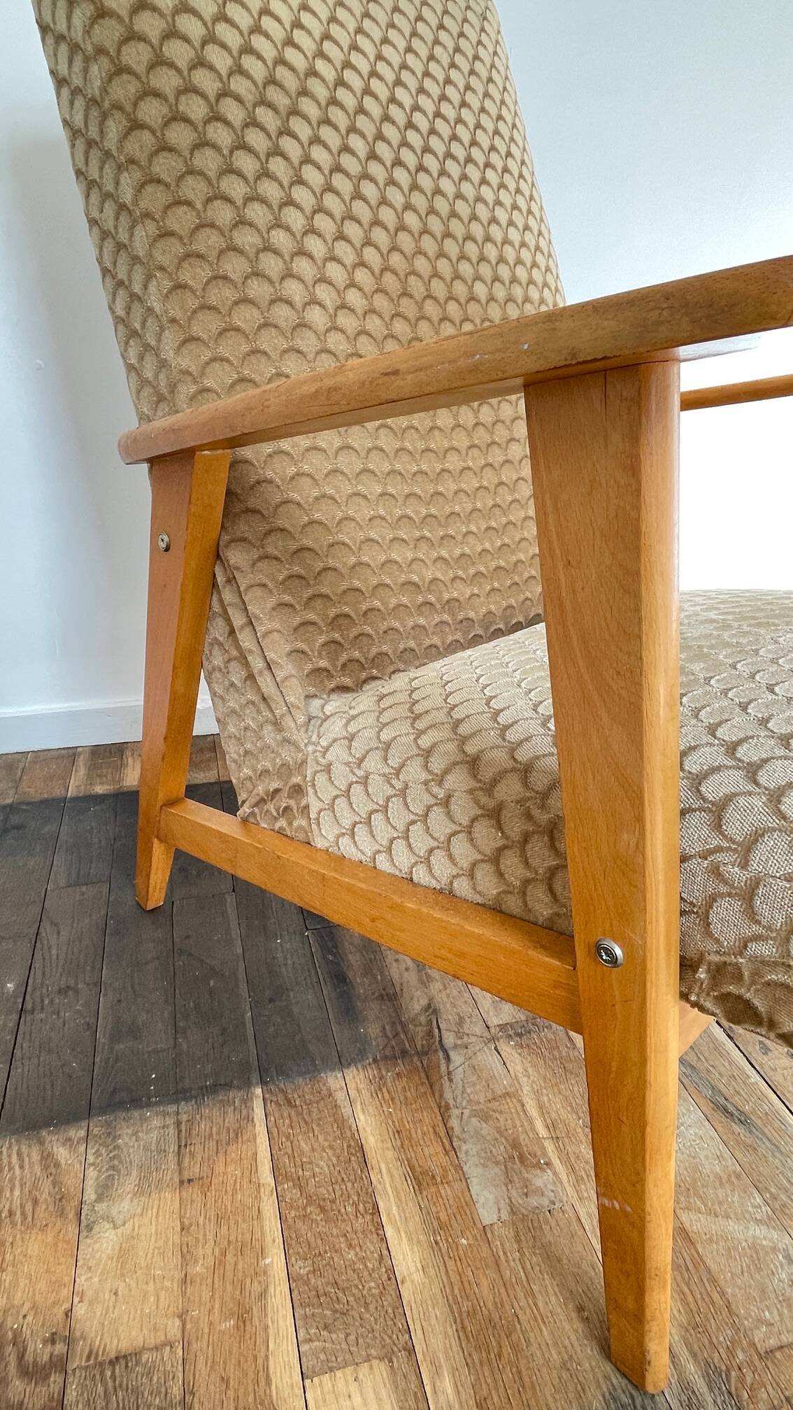Pair of Manucere armchairs with vintage compass legs