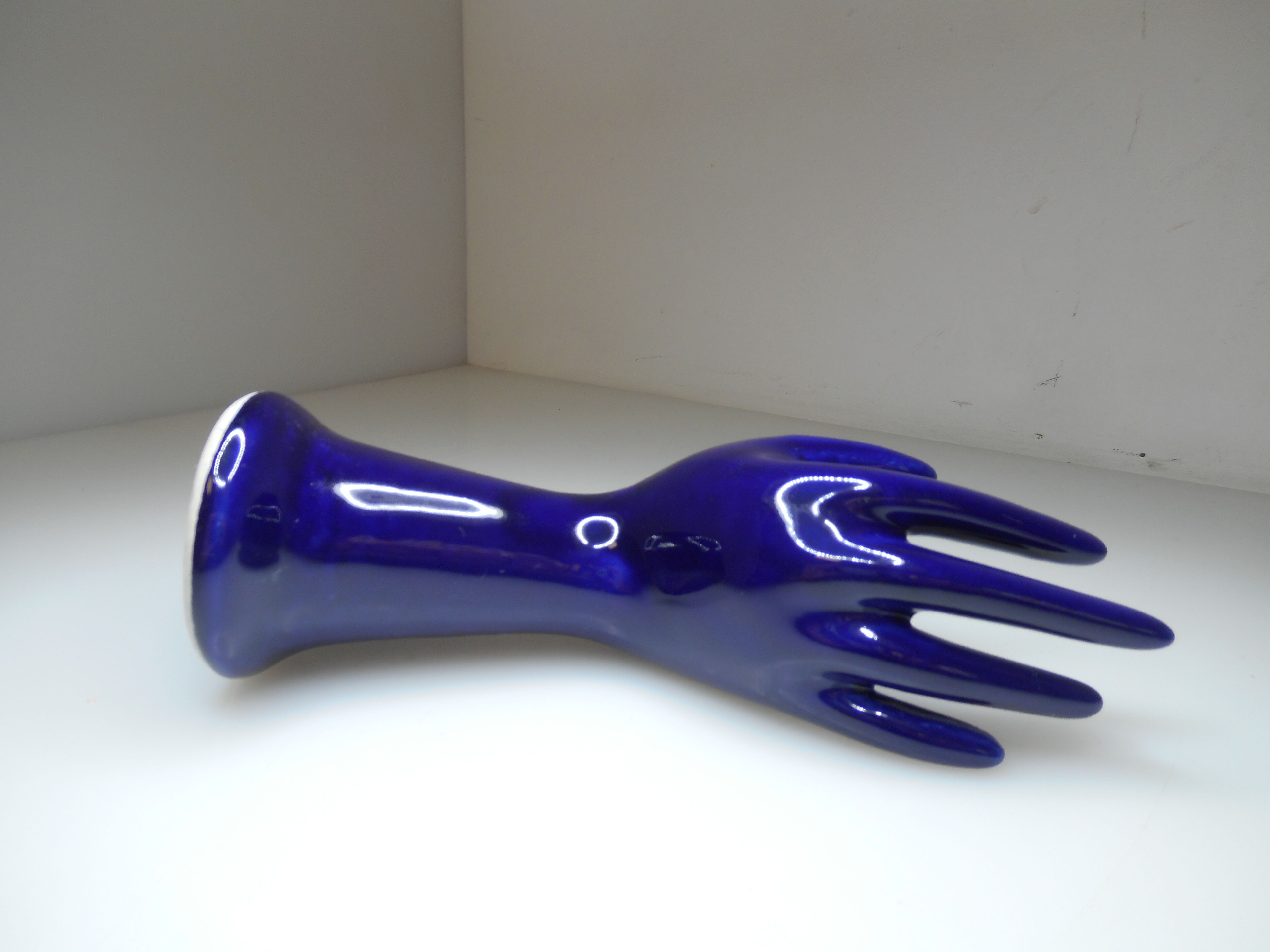 Vintage blue ceramic hand
