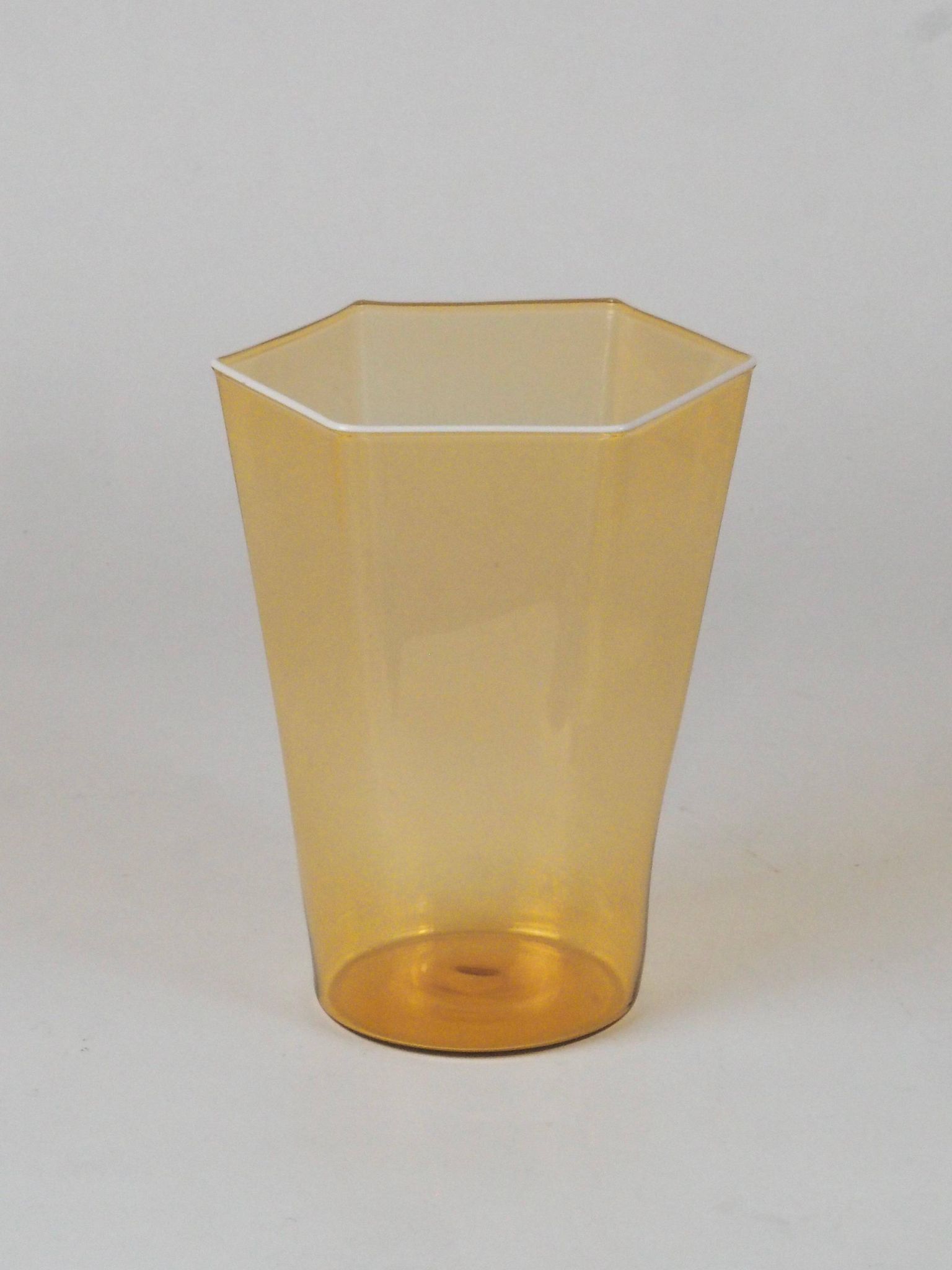 Set of six hexagonal Murano glass glasses handmade by Carlo Scarpa.