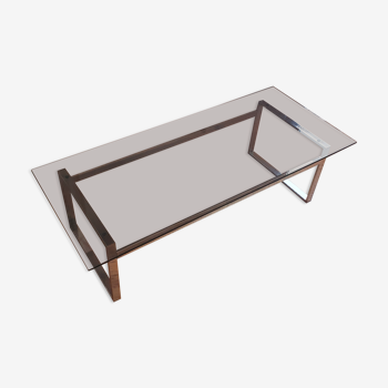 Table basse verre gris fumé