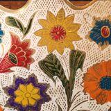 Vintage Enamelled Brass Fruit Bowl – Floral Centrepiece with Edge Fe